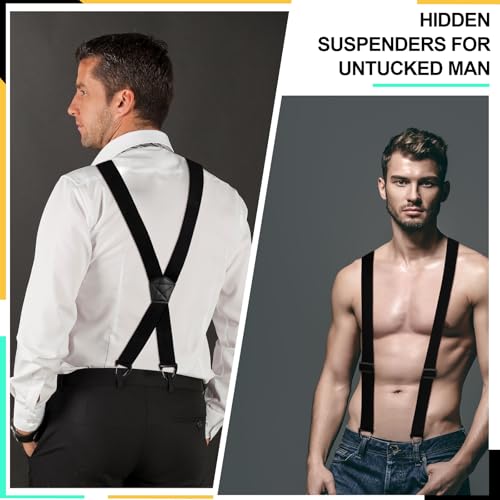 Image of Janmercy 2 Pcs Men's Hidden Suspenders Under Clothing | 1.5 inch X Back Heavy Duty Work for Shirt Jeans