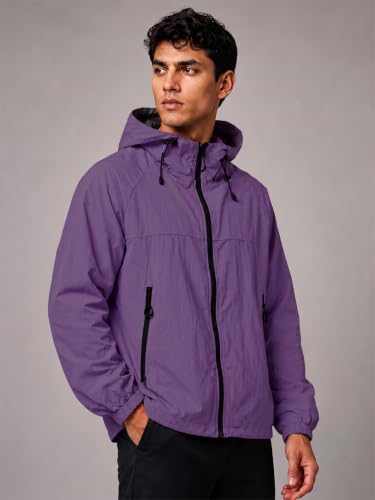 Image of CHKOKKO Windcheater Jacket For Men With Hood UPF 50+ UV Sun Protection | Lightweight Breathable Water-Repellent Windbreaker | Nylon Fabric Outdoor Running Biker Dailywear Jacket