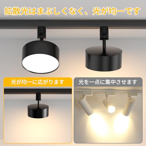TuyuBEE 無段階調光調色可能 ダクトレール スポットライト リモコン付き, 拡散光 LED一体型照明 15W(120W形相当), 明るい レールライト, 高演色CRI90+ 3000K-6000K 1200lm, キッチン/ショップ用 シーリングスポットライト, ブラック, 4個セット [3]