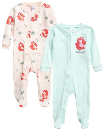 Image of Disney Baby Girls' Minnie Mouse Romper - 2 Pack Footed Bodysuit Coveralls (0-9M)