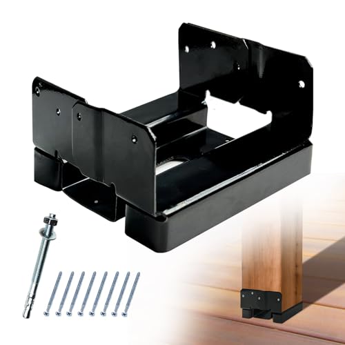 EONECROSS 10PCS 6x6 Post Base for Concrete Heavy Duty Black E-Coated 6x6 Post Bracket Anchor Adjustable Base with 1