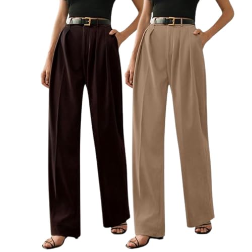 Image of GRECIILOOKS Trousers for Woman | Womens High Rise High Waist Flared Korean Style | Formal Pant for Women Office Wear| Track Pants for Womans Elegant for College & Events (Available in Plus Size)