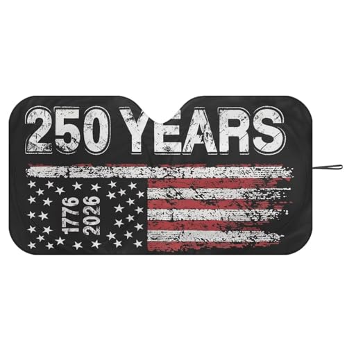 Image of Windshield Sun Shade, 250 Years USA 1776-2026 Auto Sunshade Front Window Sunshade Visor Protector Suitable for Most Cars, Reflect UV Sun and Heat and Protect Your Car