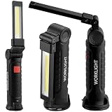 KRUMAD Lampa warsztatowa LED z magnetyczną podstawą 400 mAh, regulowana lampa robocza LED, akcesoria warsztatowe, lampa robocza przez USB, zabezpieczona przed kapiącą wodą, do garażu i użytkowania na