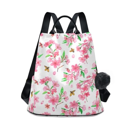 Sac à dos antivol femme rose avec plusieurs poches imprimé floral