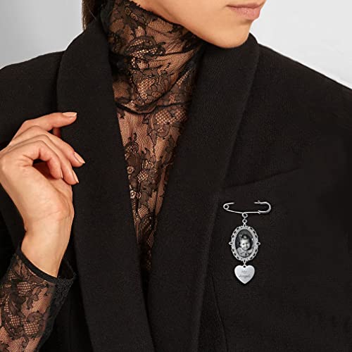 Custom4U Personalized Wedding Bouquet Photo Charm Oval Bridal Memorial Pins Custom Bouquet Charms For Wedding Graduation Memory Groom Brooch #TOP1