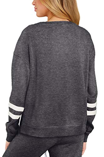 Winter Loungewear for Women Long Sleeve Loose Fit Sweatsuits Sets Dark Gray XXL