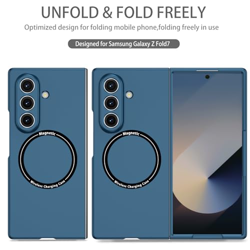 Image of amazon basics Magnetic Case Cover for Samsung Galaxy Z Fold 6 [Compatible with Mag-Safe] Slim Shockproof Magnetic Phone Cover Case - Blue