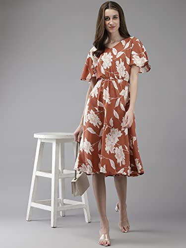 Image of Aarika Women's Crepe Fit and Flare Knee-Length Dress