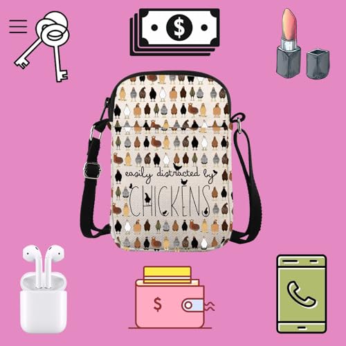 TSOTMO Chicken Farmer Gift Easily Distracted By Chickens Crossbody Bag Funny Chicken Gift Chicken Breeds Farm Life Gift3