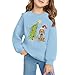 EOPUING Ugly Sweater Graphic Kids Girl Christmas Sweatshirts Cute Funny Cartoon Printed Holiday Clothes Xmas Long Sleeve Shirts(Blue,130)