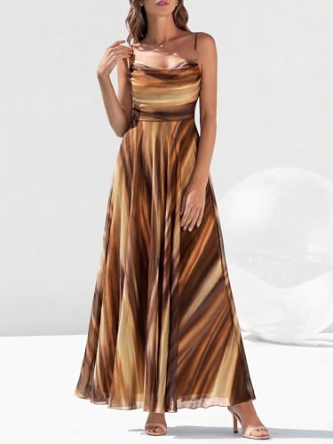 Image of BTFBM Women Summer Maxi Dresses Elegant Wedding Guest Dress | Cowl Neck,Spaghetti Strap,Mesh,Floral,A-Line,Flowy,Party,Cocktail,Homecoming,Graduation,Sundress,Prom,Beach Long Dresses