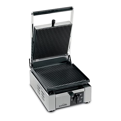 Eurodib ELIO-110 - Parrilla para sándwich/panini, hierro fundido de acero inoxidable