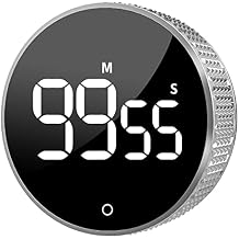LFF Digital Kitchen Timers, Visual Timer with Large LED Display, Magnetic Countdown Countup Clock for Classrooms, Cooking, Studying, Teaching, Volume Adjustable Timer for Kids, Sliver