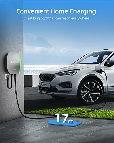 Shockflo 40A Ev Charger, Level 2 Electric Vehicle Charging Station, Nema 14-50 Plug Or Hardwired Ev Charging Station, Wi-Fi And Bluetooth Enabled Evse Indoor/Outdoor Use With 17Ft Cable And Rfid Card #TOP6