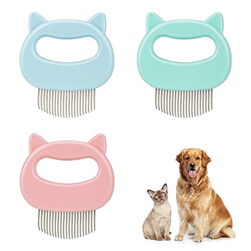 kiniza 3 PCS Cat Massaging Comb, Cat Shell Grooming Combs for Shedding Hair, Knots and Tangles from Animals,Used for Bea