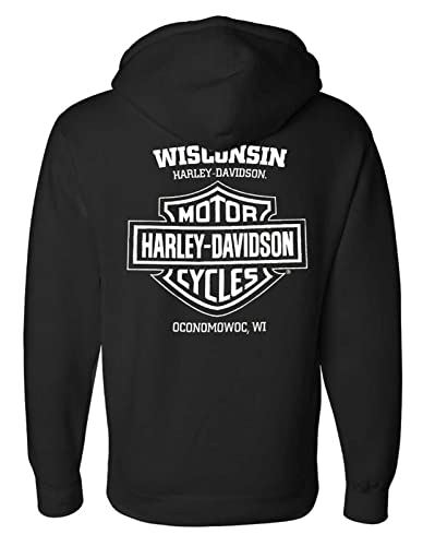 Harley-Davidson Men's Divided H-D Zip-Up Fleece Hooded Sweatshirt - Black2