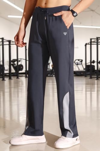 Image of Flapfit Men's Solid Pattern Spandex Track Pant with Ankle Length Drawstring Closure Type and Loose Fit Jogger Style