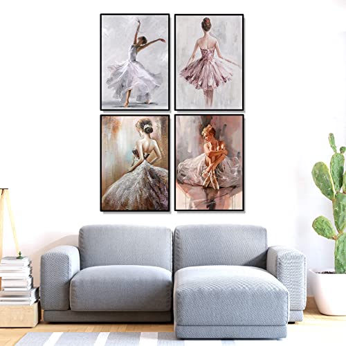 SHEGZHUC Pack of 4 Diamond Painting Ballet 30x40 cm Dancer Adult Craft Set Ballerina Cross Stitch Kits for Adults Embroidery Kit for Kids - Image 3
