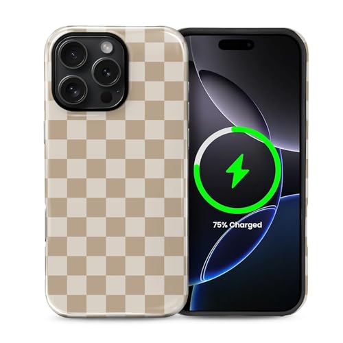 Coque iPhone 16 Pro MagSafe antichoc en TPU souple et polycarbonate au fini beige marron raffiné