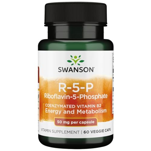 Swanson R-5-P (Riboflavin-5-Phosphate) - Vitamin B2 Supplement Promoting Energy Metabolism & Vision Health - Natural Wellness Formula - (60 Capsules)