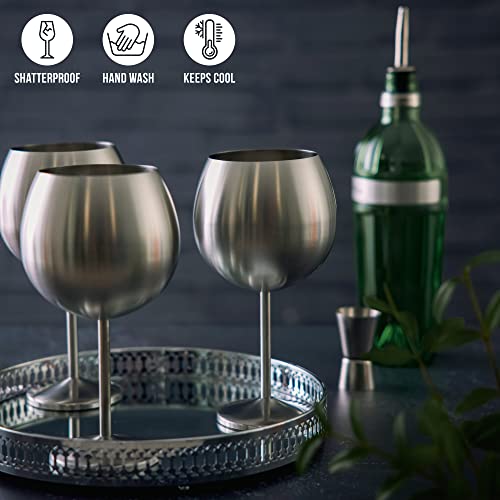 Miniatura 5 de Oak Steel - 4 Copas Globo Grandes De Acero Inoxidable Para Ginebra, Copas De Cóctel Xl 700ml - Plata Mate - Robustas E Irrompibles - Set De Regalo Para Cumpleaños Y Navidad