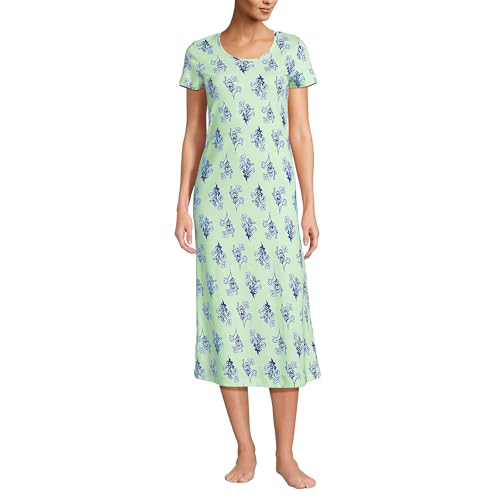 Lands' End Women's Cotton Short Sleeve Midcalf Nightgown