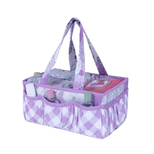 Bacati - Watercolor Flowers Nursery Kids Storage Items, Purple Gray Nursery Storage Caddy