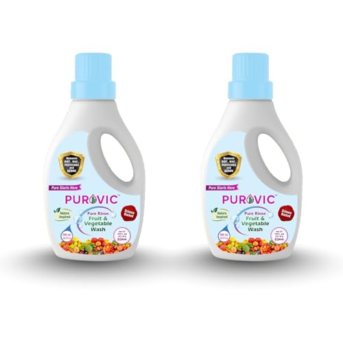 Image of Pure Rinse Fruit & Vegetable Wash Combo | Natural & Safe Produce Cleaner | Removes Pesticides, Wax, Dirt, Germs & Chemical Residue | Food-Grade -500ml (Pack of 2)