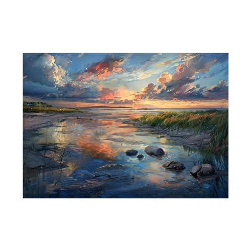Impression sur toile paysage de plage d'été WODJEM 80x120cm sans cadre pour salon