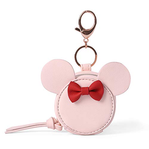Image of Miss Fong Pacifier Case with Clip, Holder Pouch Cover, Charm Pod with Clasp, Holds 2 Pacifiers or Nipple Shields (Bow Pink)