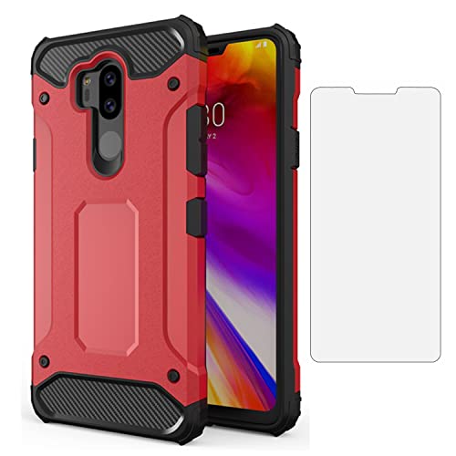 Asuwish Phone Case for LG G7 ThinQ with Tempered Glass Screen Protector Cover and Slim Cell Accessories Protective LGG7 One G 7 Plus LG7 Fit LG7ThinQ 7G Thin Q G7+ G7thinq LGG7thinq Women Men Red