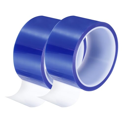 Image of uxcell Blue Heat Tape, 2 Rolls 50mmx33m 108ft High Temperature Heat Resistant Tape for Sublimation,Heat Vinyl Press,Heat Transfer, Circuit Board, No Residue
