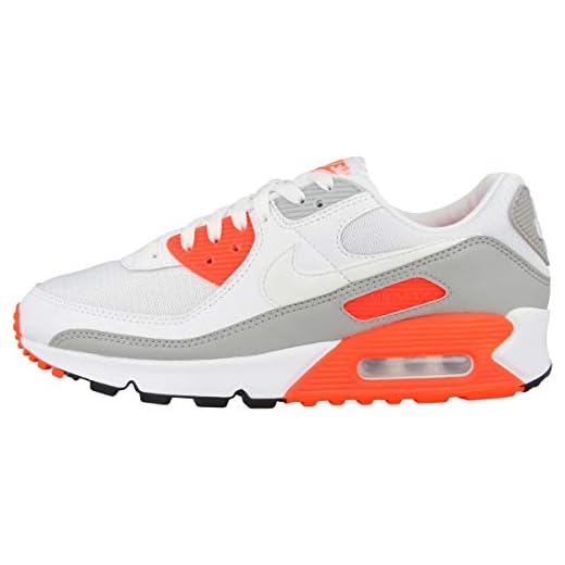 NIKE Herr Air Max 90 löparsko, Vit vit Hyper Orange Lt Rök Grå, 45 EU