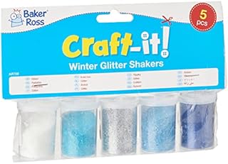 Baker Ross AR709 Winter Glitter Shakers for Kids Arts and Crafts  Glitter Containers Ideal for Crafting in Classrooms, Schools, and Preschools (Pack of 5)