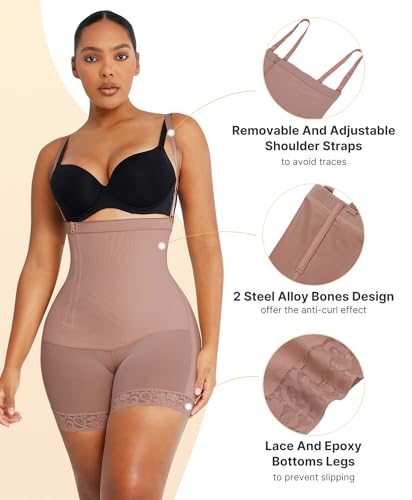Image of SHAPELLX Faja Colombianas Side Zipper Tummy Control Postpartum Shapewear | Butt Lift Body Shaper, 3-Layer Firm Compression, Side Zipper Easy Wear, Open Crotch, Adjustable Straps, Daily & Postpartum
