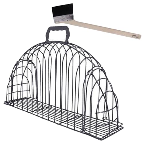 Homoyoyo Gabbia in Metallo Antigraffio per Lavare Gatti Gabbia Portatile per Bagno e Toelettatura Gattini con Spazzola e Manico e Resistente per Animali Domestici