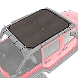 Sunshade for 2007-2018 Jeep Wrangler JKU 4 Door Full Length Mesh Sun Shade, JK Unlimited, Sport, Sport S, Sahara, Rubicon Sunshade Bikini Soft Top Cover Net, Blocks UV, Wind, Noise, Black