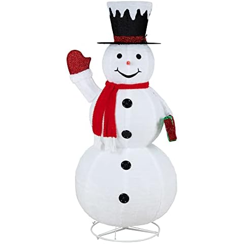 Christmas Festive Snowman 3D Super Large 6FT Suede Fabric LED Light for Christmas Decorations Indoor Outdoor Yard Garden Decorations (White) Cover
