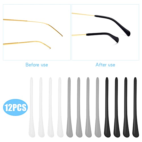 KYSUN 6 Paires Crochet D'Oreille de Lunettes, Crochet D'oreille Antidérapant en Silicone, Appareils de Fixation, D'embouts de Lunettes pour Lunettes et Lunettes de Soleil (Noir Blanc et Gris) - Image 6