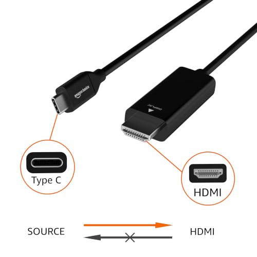Amazon Basics Uni-Directional USB-C (Source) to HDMI (Display) Cable Adapter (Thunderbolt 3 Compatible) 4K@30Hz, 3 feet, Black - image 2