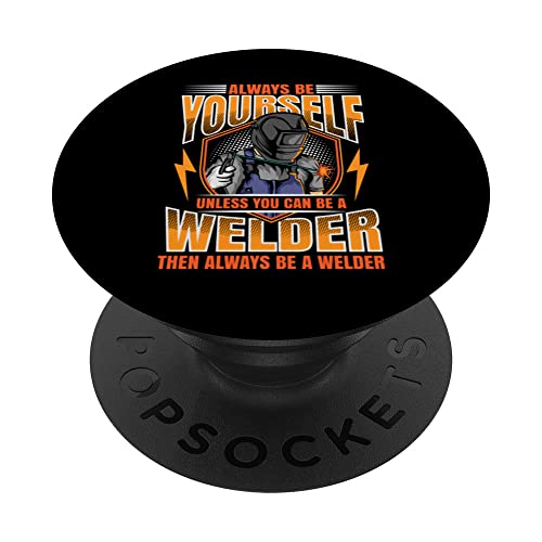 funny saying welding strong welder funny quote PopSockets Swappable PopGrip, Black