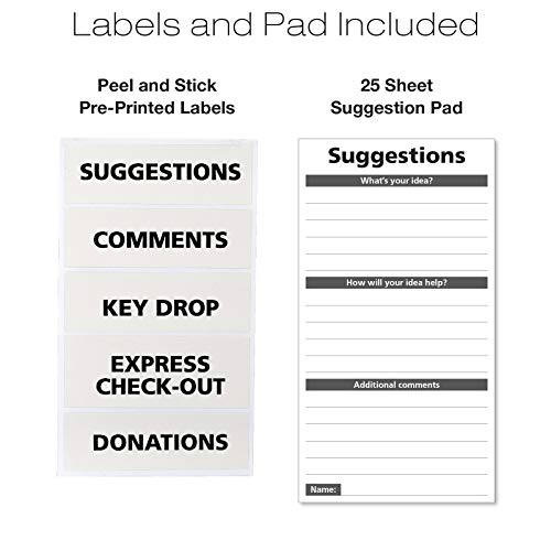 Excello Global Products Rustic Suggestion Box With Lock: Wooden Ballot Comment Box, Wall Mounted Or Freestanding. Includes Printed Labels & Suggestion Pads Cards #TOP6