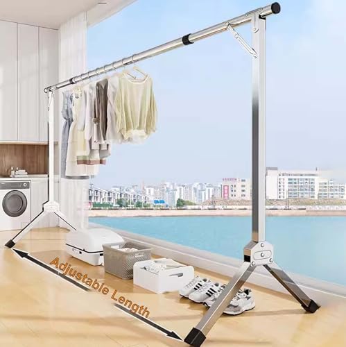 Foldable Laundry Drying Rack, Heavy-Duty Laundry Drying Rack, Collapsible Clothes Drying Rack, Heavy Duty Garment Rack, 47-94 Inches Extendable, Free-Standing Laundry St