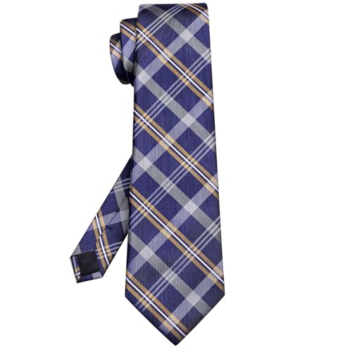 Image of Hi-Tie 63 inches Striped Paisley Extra Long Ties for Men Silk Necktie with Lapel Pin Tie Clip Big and Tall Men Formal Wedding