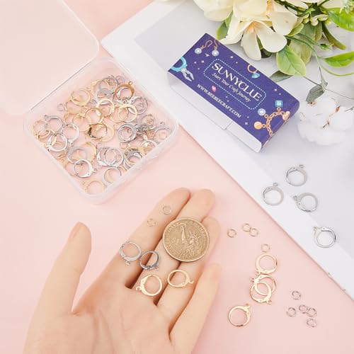 SUNNYCLUE 1 Box 180Pcs Real 18K Gold Plated Stainless Steel Earring Findings 80Pcs Round Leverback Earring Hooks Huggie Earrings Wires 100Pcs Open Jump Rings Hypoallergenic for Jewellery Making Kit - Image 3
