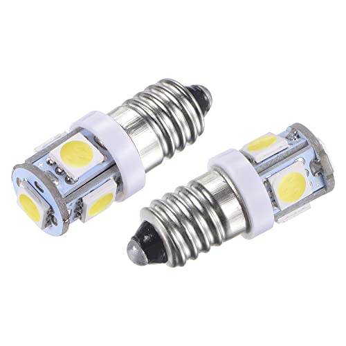 MECCANIXITY E10 Screw Base LED Bulbs 5-5050 DC 12V 1W Mini Lights Interior Lamps, White Pack of 4