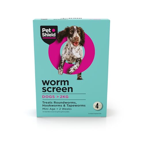 Worm Screen Combo Dog Worming Tablets 4 Pack Vet Approved Worming Tablet for Dogs & Puppies Over 2 Weeks / 2kg+ in Weight Kills Roundworms Hookworms & Tapeworms 4 Dog Wormer Tablets
