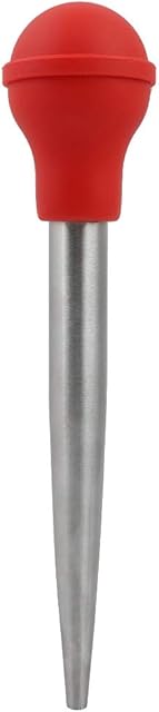 Haofy Stainless Steel Turkey Baster, Marinade Seasoning Injector, Kitchen Flavour Syringe Basting Pump, with Cleaning Brush, BBQ Grill Cooking Tool