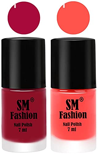 Image of Long Lasting Nail Polish | Nail Paint Combo 7 ml Each) - Set of 2 Raspberry-Baby Pink